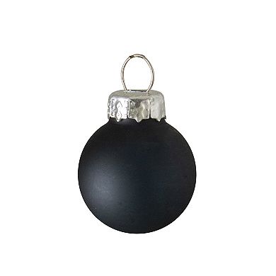 24ct Shiny and Matte Black Glass Ball Christmas Ornaments 1" (25mm)