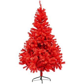 6' Scarlett Red Pine Artificial Christmas Tree Unlit