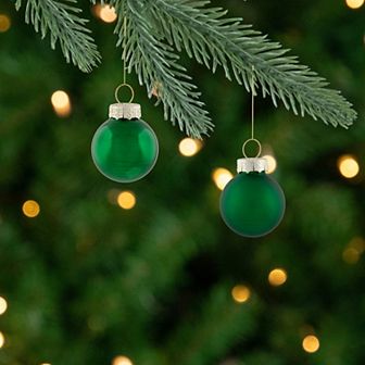24 ct Green 2-Finish Glass Christmas Ball Ornaments 1" (25mm)