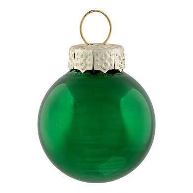 24ct Green 2-Finish Glass Christmas Ball Ornaments 1" (25mm)