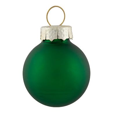 24ct Green 2-Finish Glass Christmas Ball Ornaments 1" (25mm)