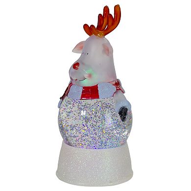 8" LED Lighted Color Changing Reindeer Christmas Snow Globe