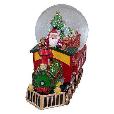 8.5" Green and Red Christmas Train Snow Globe