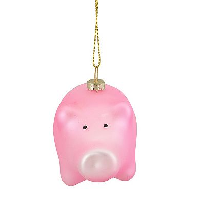 4" Pink Pig Glass Christmas Ornament