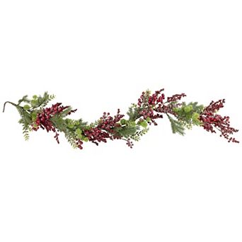 5' x 8" Frosted Red Berry and Pine Artificial Christmas Garland Unlit
