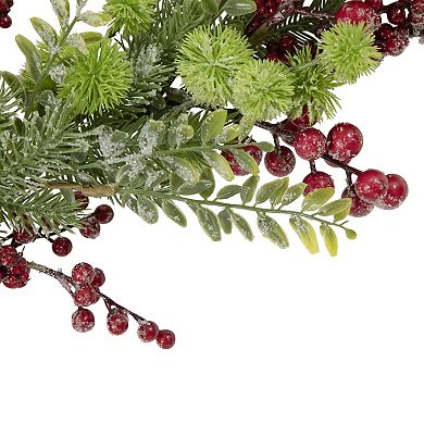 5' x 8" Frosted Red Berry and Pine Artificial Christmas Garland Unlit