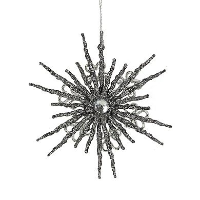 6" Silver Glitter Double Snowflake Christmas Ornament