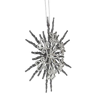 6" Silver Glitter Double Snowflake Christmas Ornament