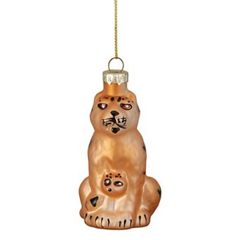 3" Orange and Black Glass Leopard Christmas Ornament