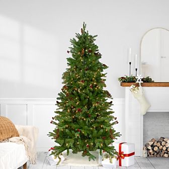 6.5’ Pre-Lit Mixed Winter Berry Pine Artificial Christmas Tree - Clear Lights