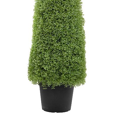 5' Artificial Boxwood Cone Topiary Tree with Round Pot Unlit