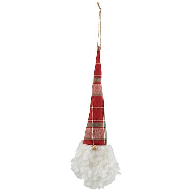 11" Plaid Green and Red Santa Head With a Warm Hat Christmas Ornament