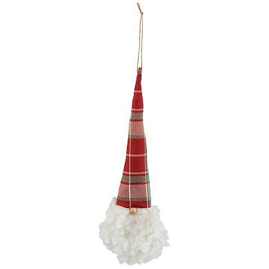 11" Plaid Green and Red Santa Head With a Warm Hat Christmas Ornament