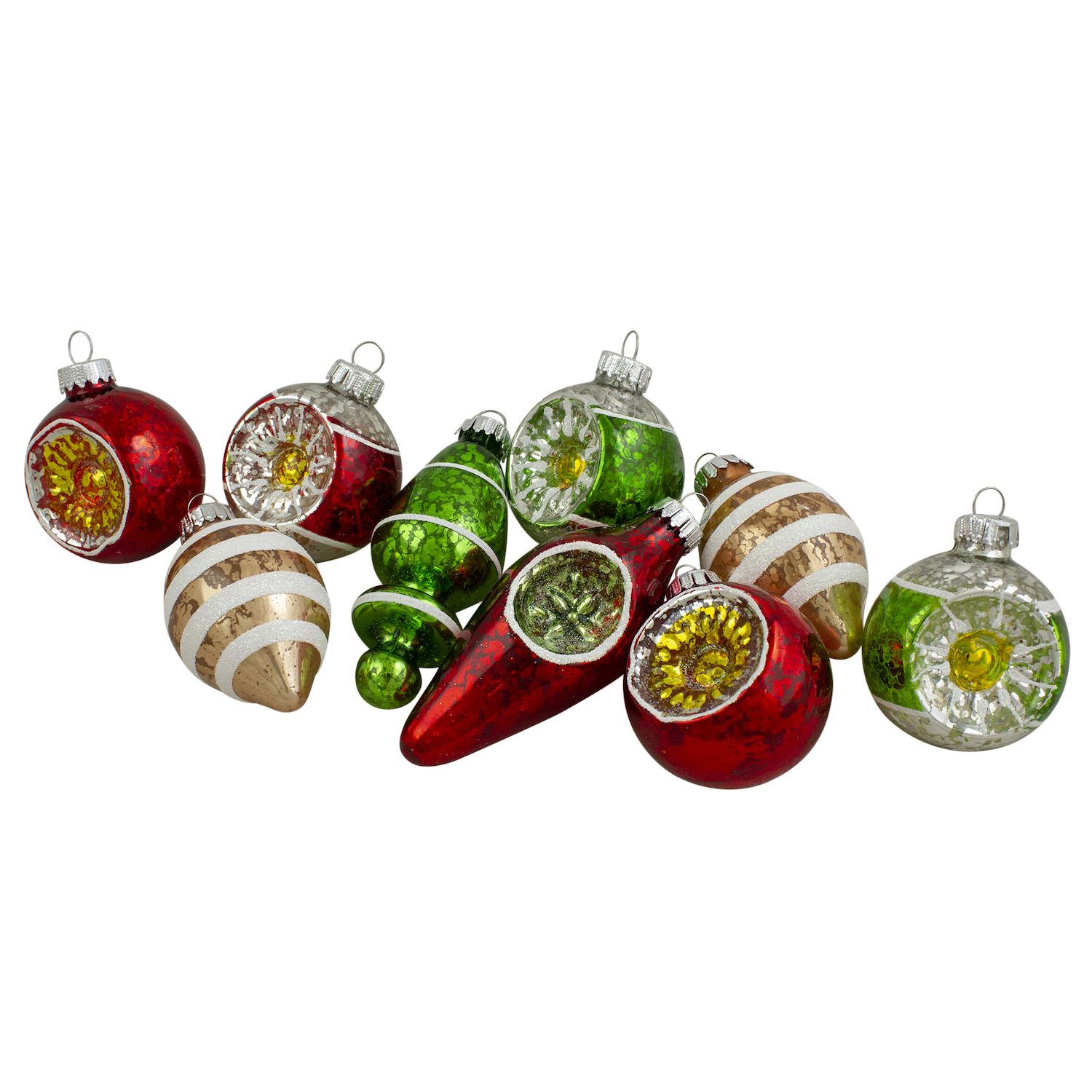 Northlight 2.75 Gold Mirrored Glass Disco Ball Christmas Ornaments, 6 ct.