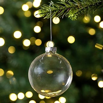 6 ct Clear and Silver Glass Christmas Ball Ornaments 3.25" (80mm)