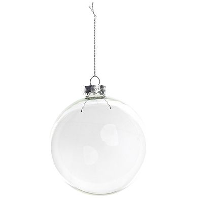 6ct Clear and Silver Glass Christmas Ball Ornaments 3.25" (80mm)
