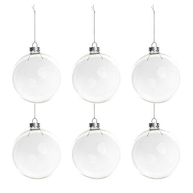 6ct Clear and Silver Glass Christmas Ball Ornaments 3.25" (80mm)