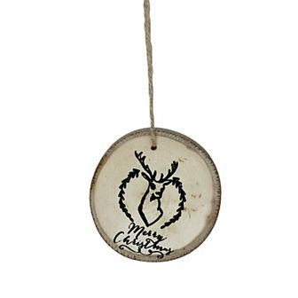 4" Brown and Black 'Merry Christmas' Deer Disc Ornament