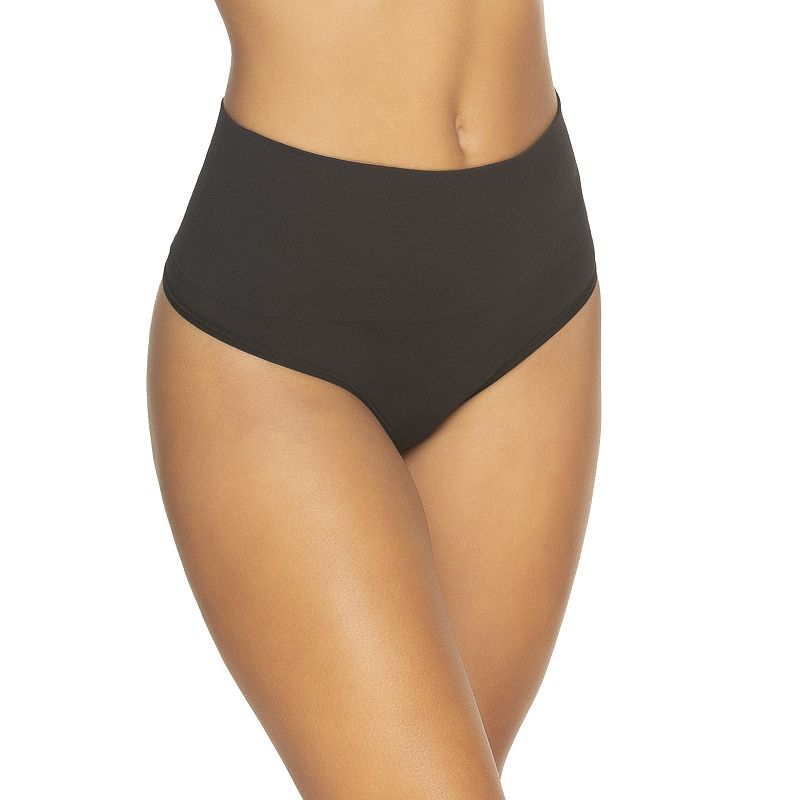 Women's Jezebel Fusion Waist Shaping Thong Panty 4198P1, Size: Large, Black Blk