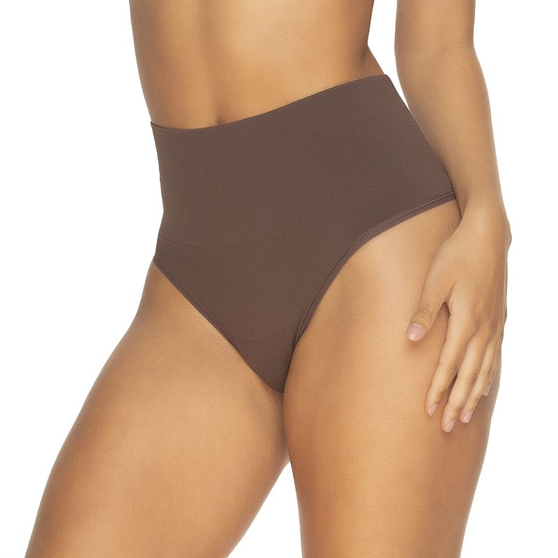 Women's Jezebel Fusion Waist Shaping Thong Panty 4198P1, Size: 2XL, Brown Cca