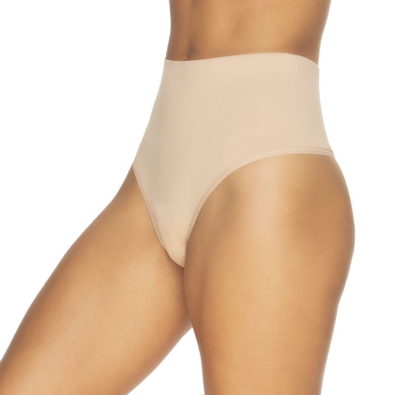 Women's Jezebel Fusion Waist Shaping Thong Panty 4198P1, Size: XL, Warm Neutral Wnl