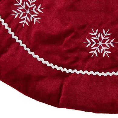 24" Red with White Snowflakes Christmas Tree Skirt