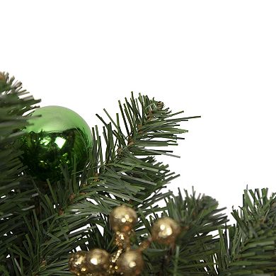 Green Foliage with Ornaments Artificial Christmas Wreath 24-Inch Unlit