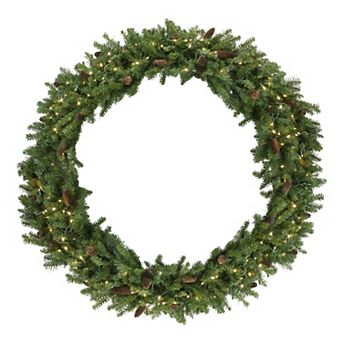 Pre-Lit Dakota Red Pine Commercial Artificial Christmas Wreath - 5-Foot Warm White LED Lights
