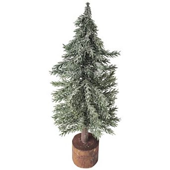 13.75" Frosted Icy Pine Tree with Jute Base Christmas Decoration
