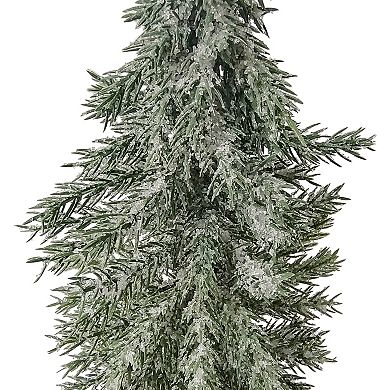 13.75" Frosted Icy Pine Tree with Jute Base Christmas Decoration