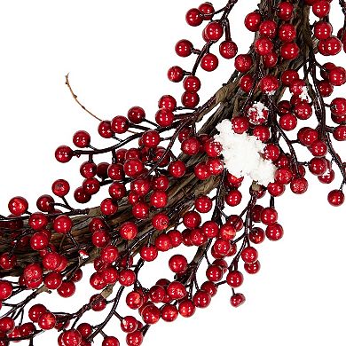 Red Berry with Frosted Accents Artificial Christmas Wreath - 18-Inch Unlit