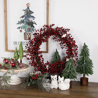 Red Berry with Frosted Accents Artificial Christmas Wreath - 18-Inch Unlit