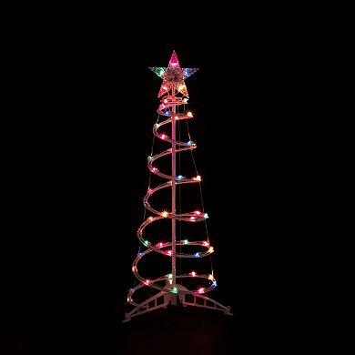Set of 2 Lighted Multi-Color Outdoor Spiral Christmas Cone Trees 4' 6'