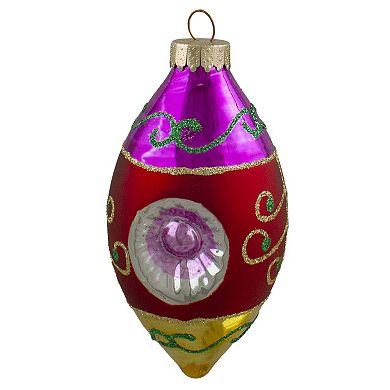 3ct Multi Color with Retro Reflectors Glass Finial Christmas Ornament Set 4.25" (100mm)