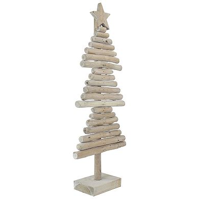 25.5" Rustic Wooden Christmas Tree with Star Table Top Decor