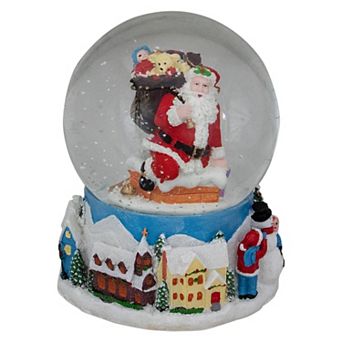 6.5" Santa Coming Down the Chimney Christmas Snow Globe