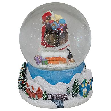 6.5" Santa Coming Down the Chimney Christmas Snow Globe
