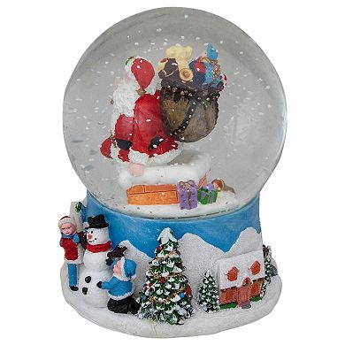 6.5" Santa Coming Down the Chimney Christmas Snow Globe