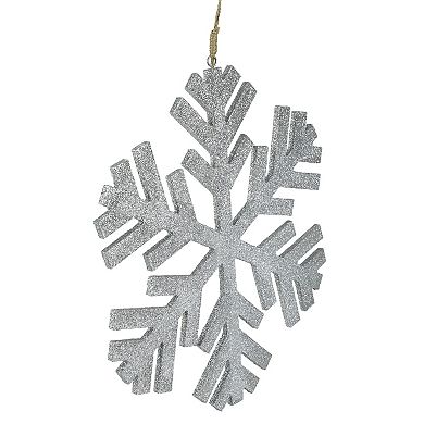 11.75" Silver Glitter Drenched Snowflake Christmas Ornament
