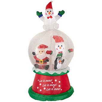 6.75ft Lighted Inflatable Santa and Friends Snow Globe Outdoor Christmas Decoration