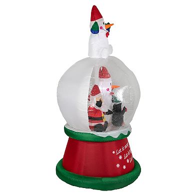 6.75ft Lighted Inflatable Santa and Friends Snow Globe Outdoor Christmas Decoration