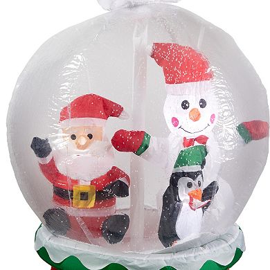 6.75ft Lighted Inflatable Santa and Friends Snow Globe Outdoor Christmas Decoration