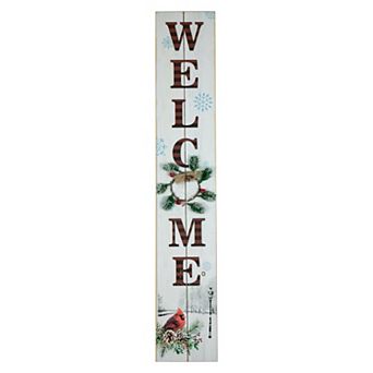 31.75" LED Lighted Welcome Sign with Cardinal Christmas Sign