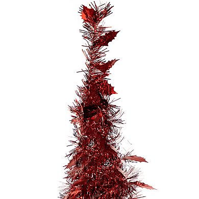4' Red Tinsel Pop-Up Artificial Christmas Tree Unlit