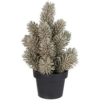 8.5 Potted Champagne Metallic Glitter Artificial Pine Christmas Tree - Unlit