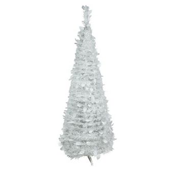 4' White Tinsel Pop-Up Artificial Christmas Tree Unlit