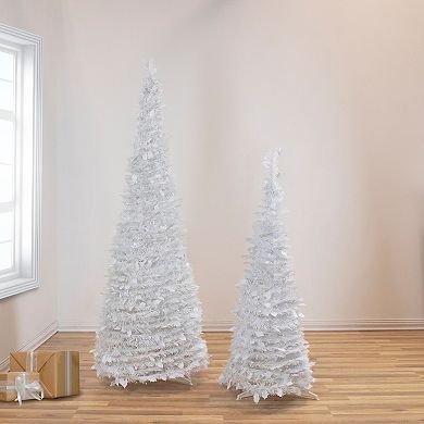 4' White Tinsel Pop-Up Artificial Christmas Tree Unlit