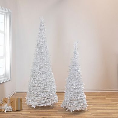 4' White Tinsel Pop-Up Artificial Christmas Tree  Unlit