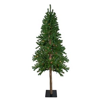 6' Pre-Lit Medium Alpine Artificial Christmas Tree - Multicolor Lights