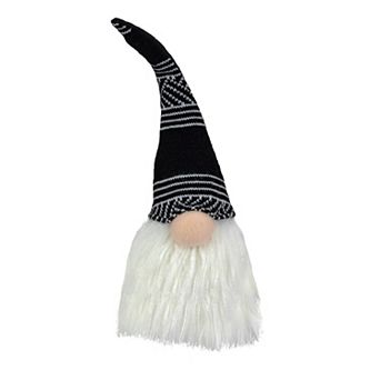 12-Inch Black and White Plush Sitting Christmas Gnome Tabletop Decoration